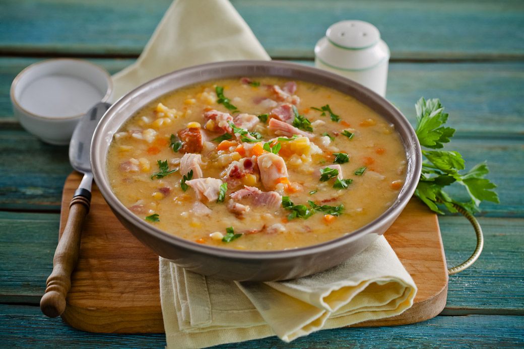 Рецепт: Гороховый суп с копченой курицей в мультиварке