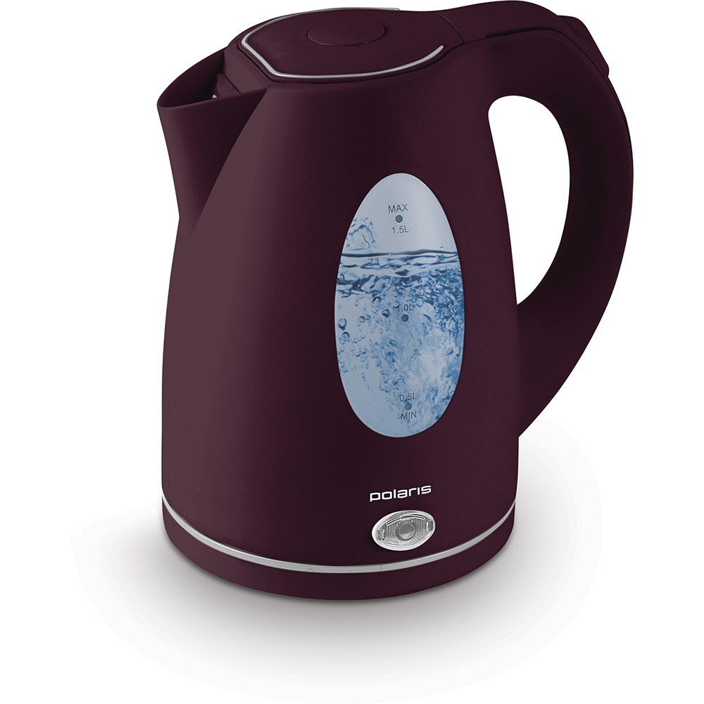 Пластиковый чайник Polaris темно-вишневого цвета на 1,5 л